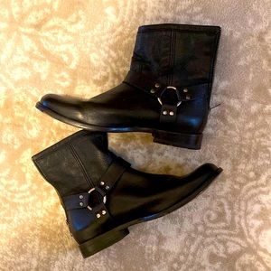 Frye short harness boot with back zipper.